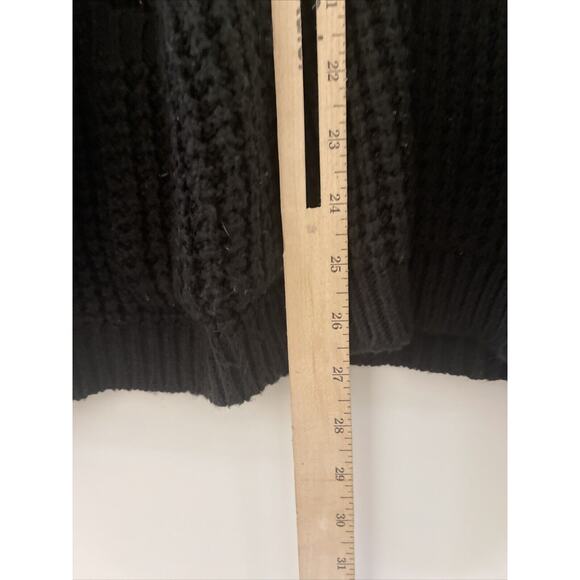 A New Day‎ Black Chenille Knit Cardigan Sweater Sz Large Open Draped 2 Pockets - Picture 9 of 11